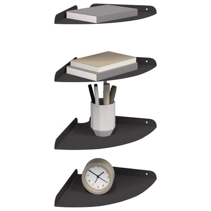 Mensola sospesa con lo scaffale 4 pcs Nero 24 x 24 x 2 cm | homemem39