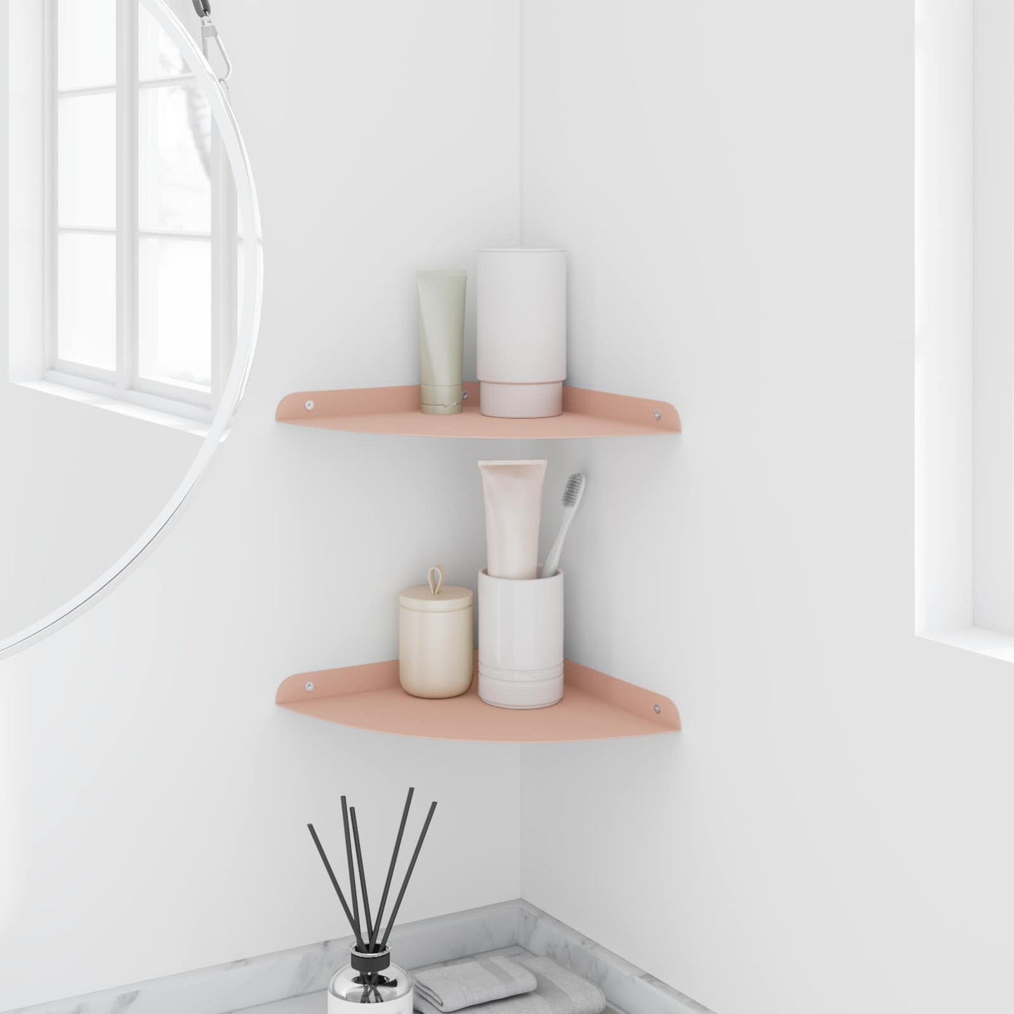 Mensola sospesa con lo scaffale 2 pcs Rosa 24 x 24 x 2 cm | homemem39