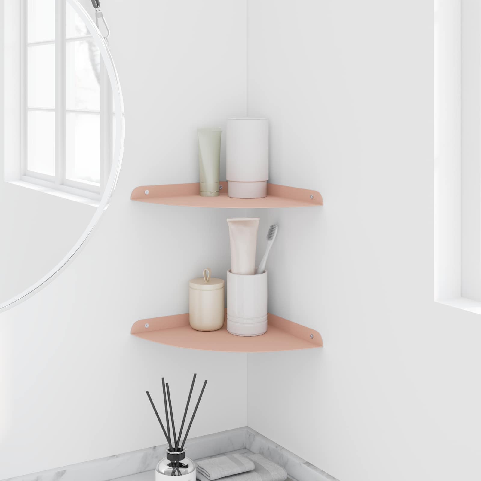Mensola sospesa con lo scaffale 2 pcs Rosa 24 x 24 x 2 cm | homemem39