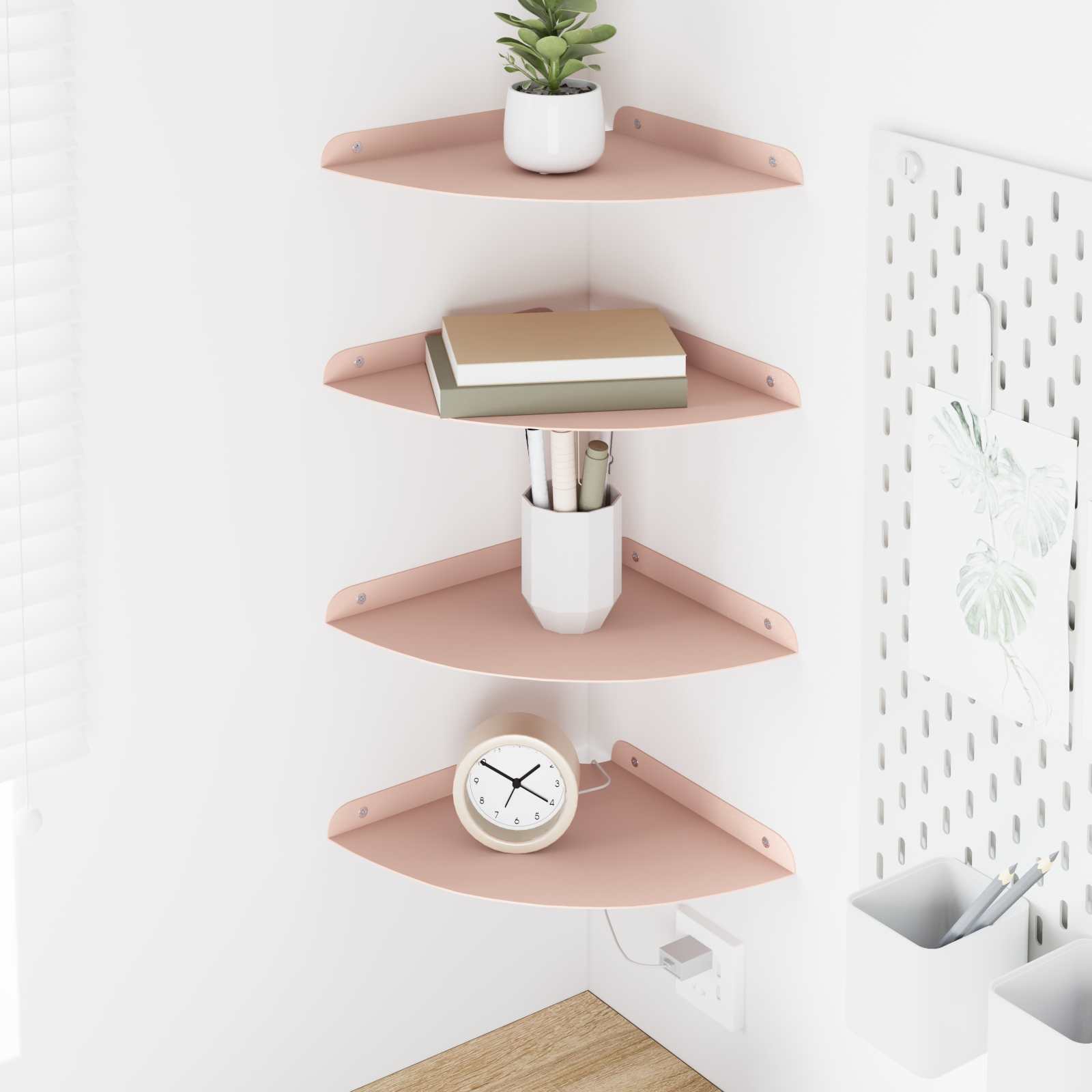 Mensola sospesa con lo scaffale 4 pcs Rosa 24 x 24 x 2 cm | homemem39
