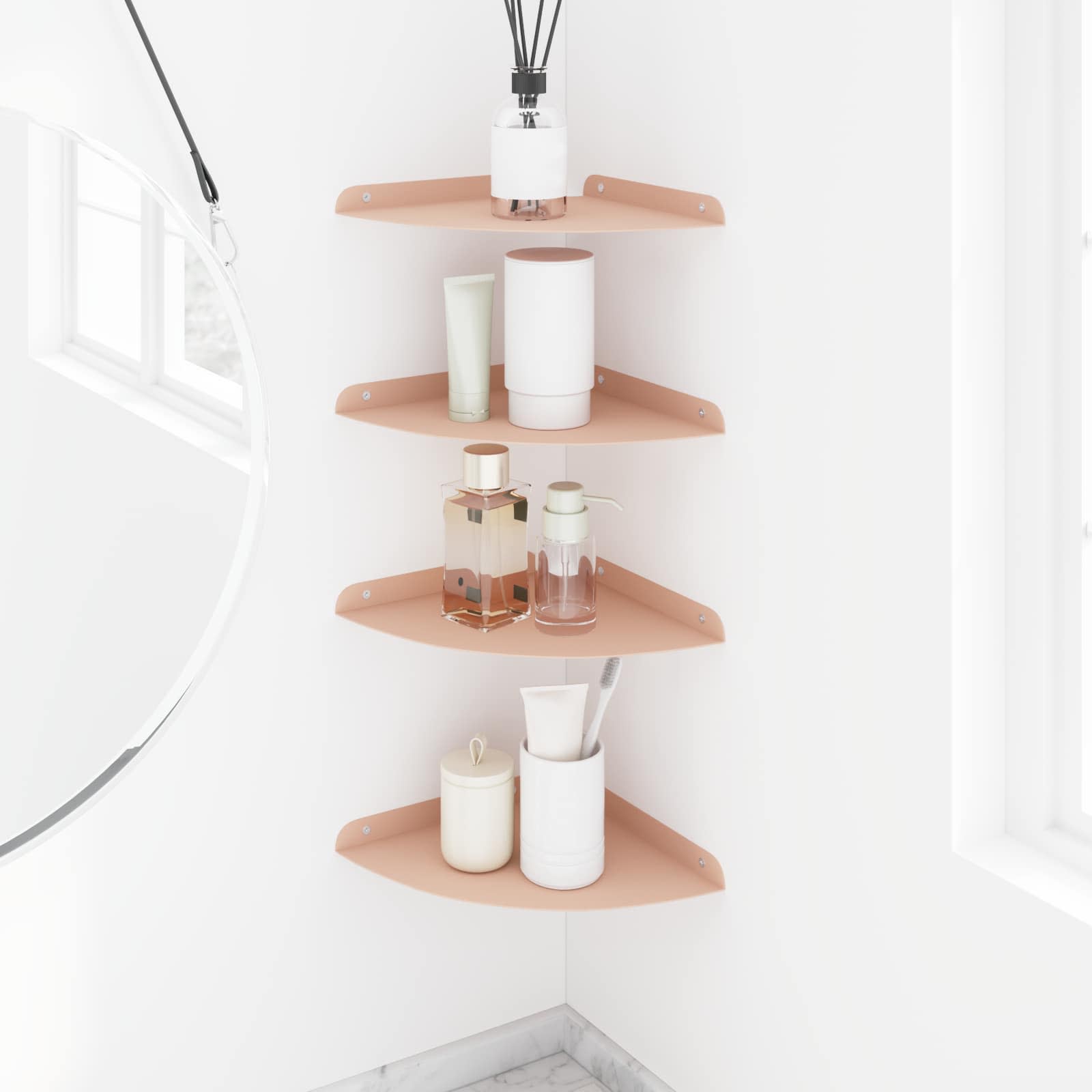 Mensola sospesa con lo scaffale 4 pcs Rosa 24 x 24 x 2 cm | homemem39