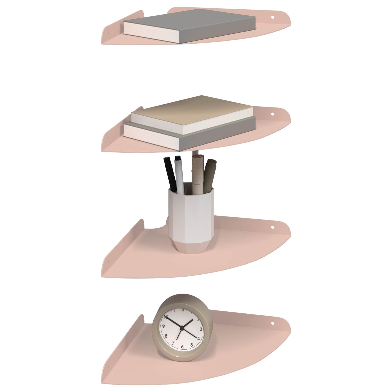 Mensola sospesa con lo scaffale 4 pcs Rosa 24 x 24 x 2 cm | homemem39