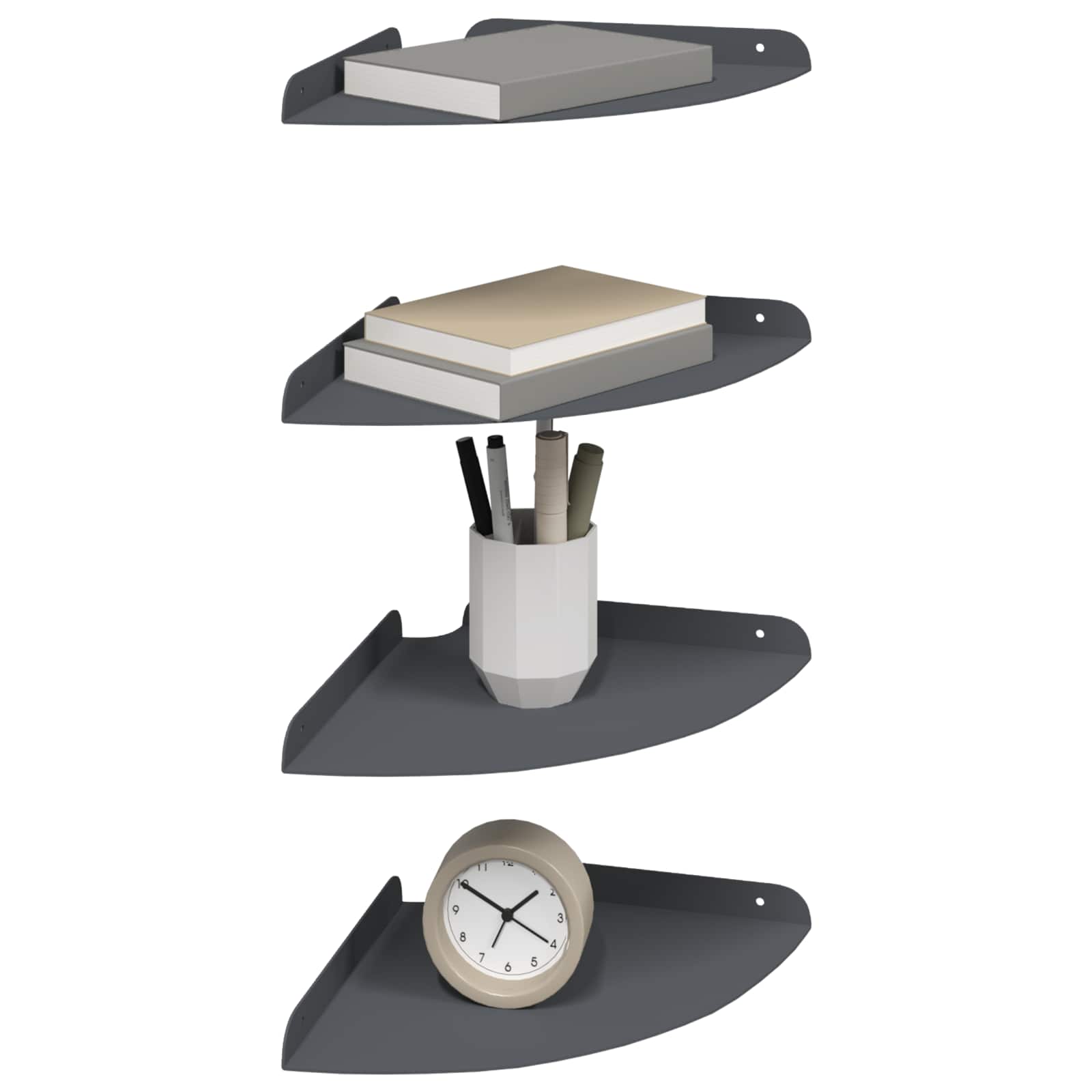 Mensola sospesa 4 pcs Antracite 24 x 24 x 2,3 cm | homemem39