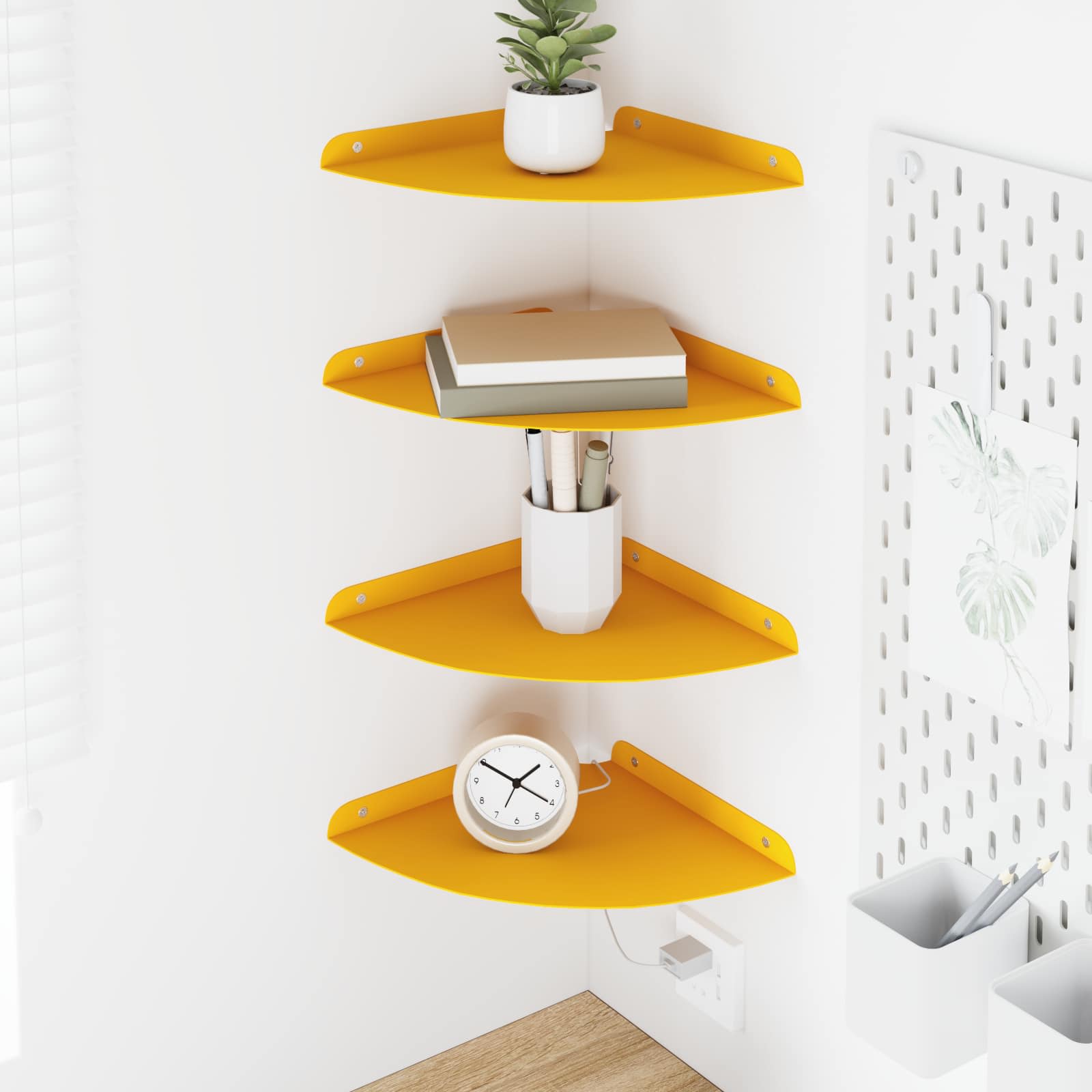 Mensola sospesa 4 pcs Giallo senape 24 x 24 x 2 cm | homemem39