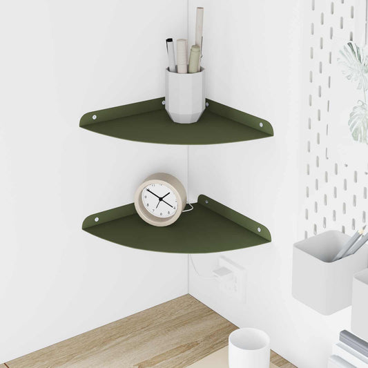 Mensola sospesa 2 pcs Verde oliva 24 x 24 x 2 cm | homemem39