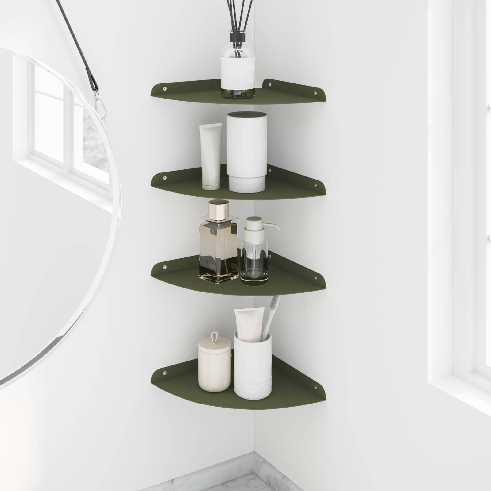 Mensola sospesa 4 pcs Verde oliva 24 x 24 x 2 cm | homemem39