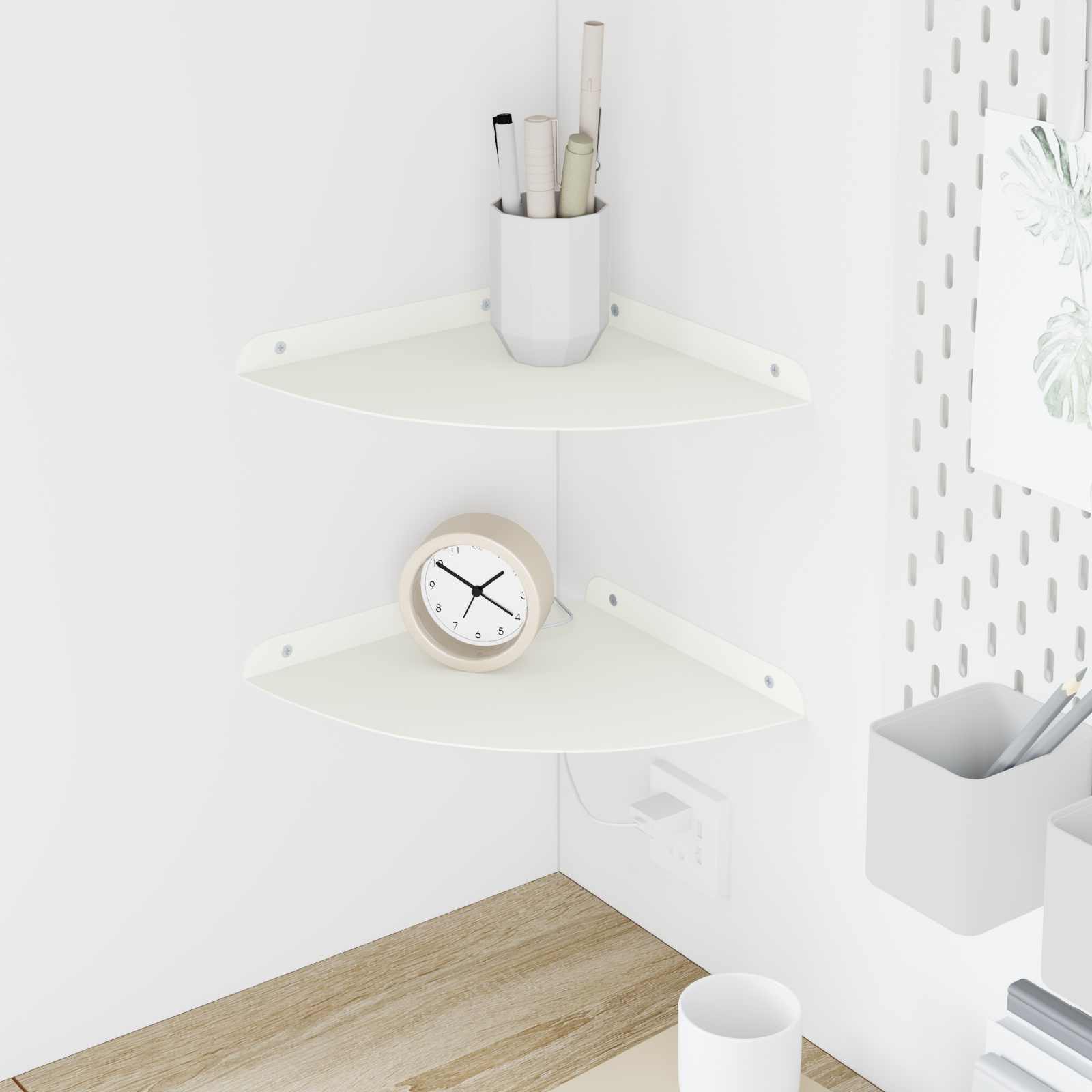 Mensola sospesa con lo scaffale 2 pcs Bianco 24 x 24 x 2 cm | homemem39