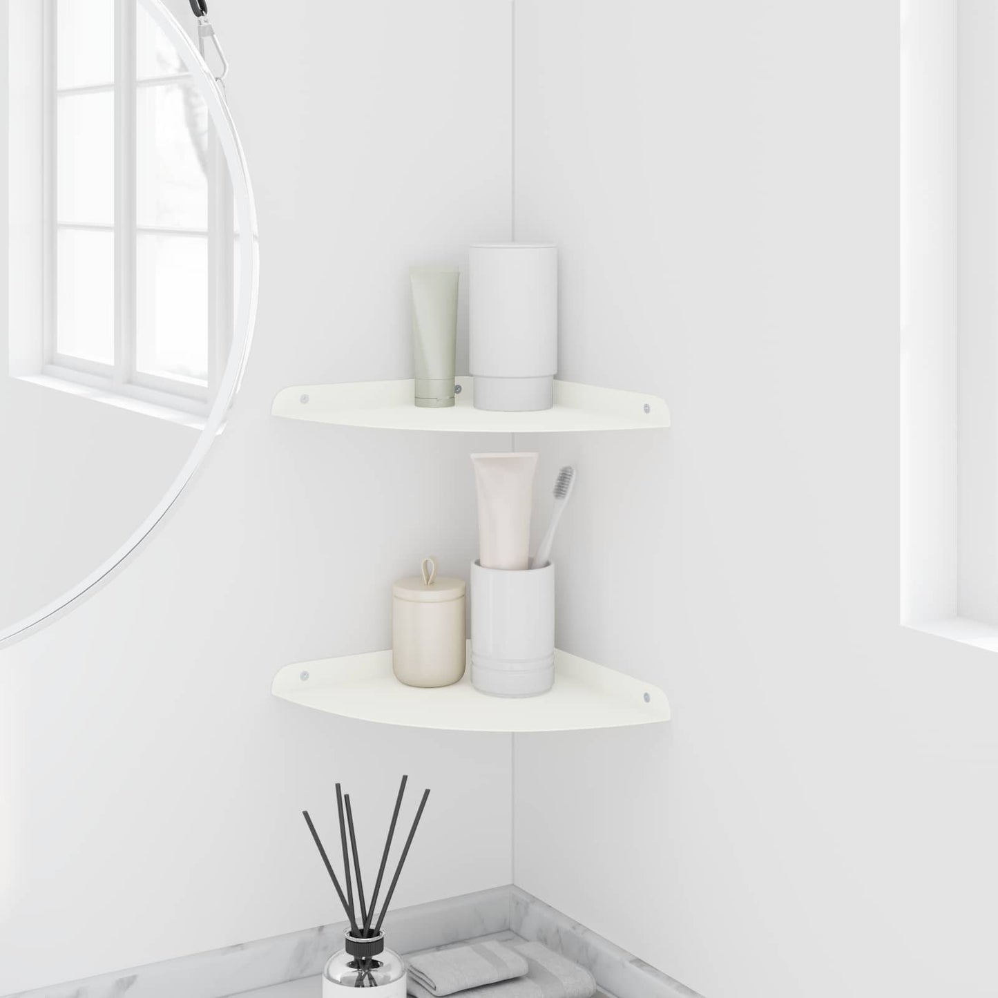 Mensola sospesa con lo scaffale 2 pcs Bianco 24 x 24 x 2 cm | homemem39