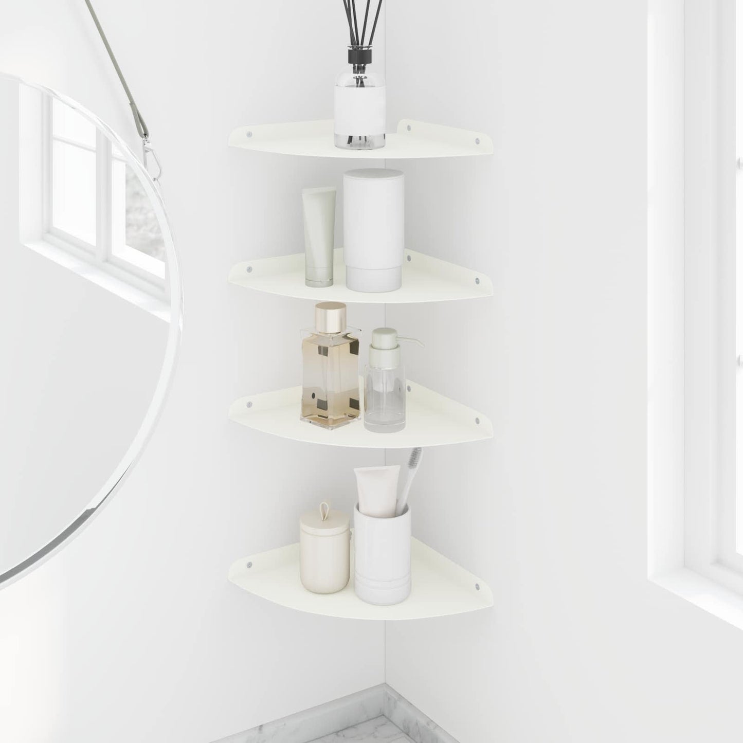 Mensola sospesa con lo scaffale 4 pcs Bianco 24 x 24 x 2 cm | homemem39