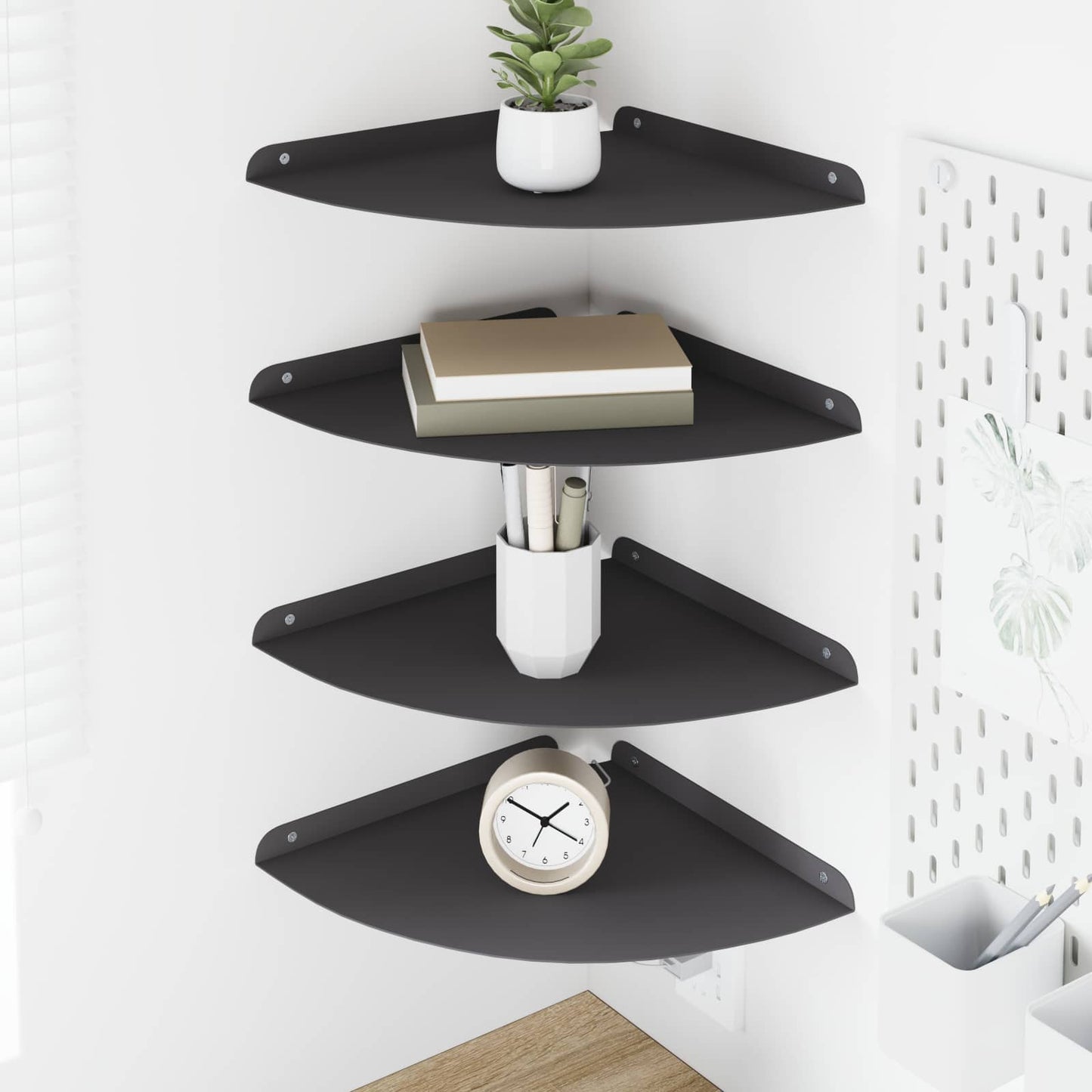 Mensola sospesa con lo scaffale 4 pcs Nero 30 x 30 x 2 cm | homemem39