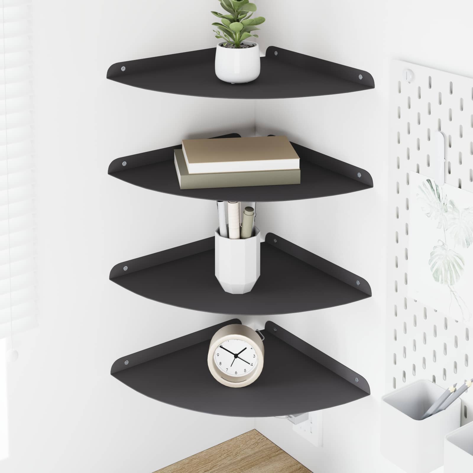 Mensola sospesa con lo scaffale 4 pcs Nero 30 x 30 x 2 cm | homemem39