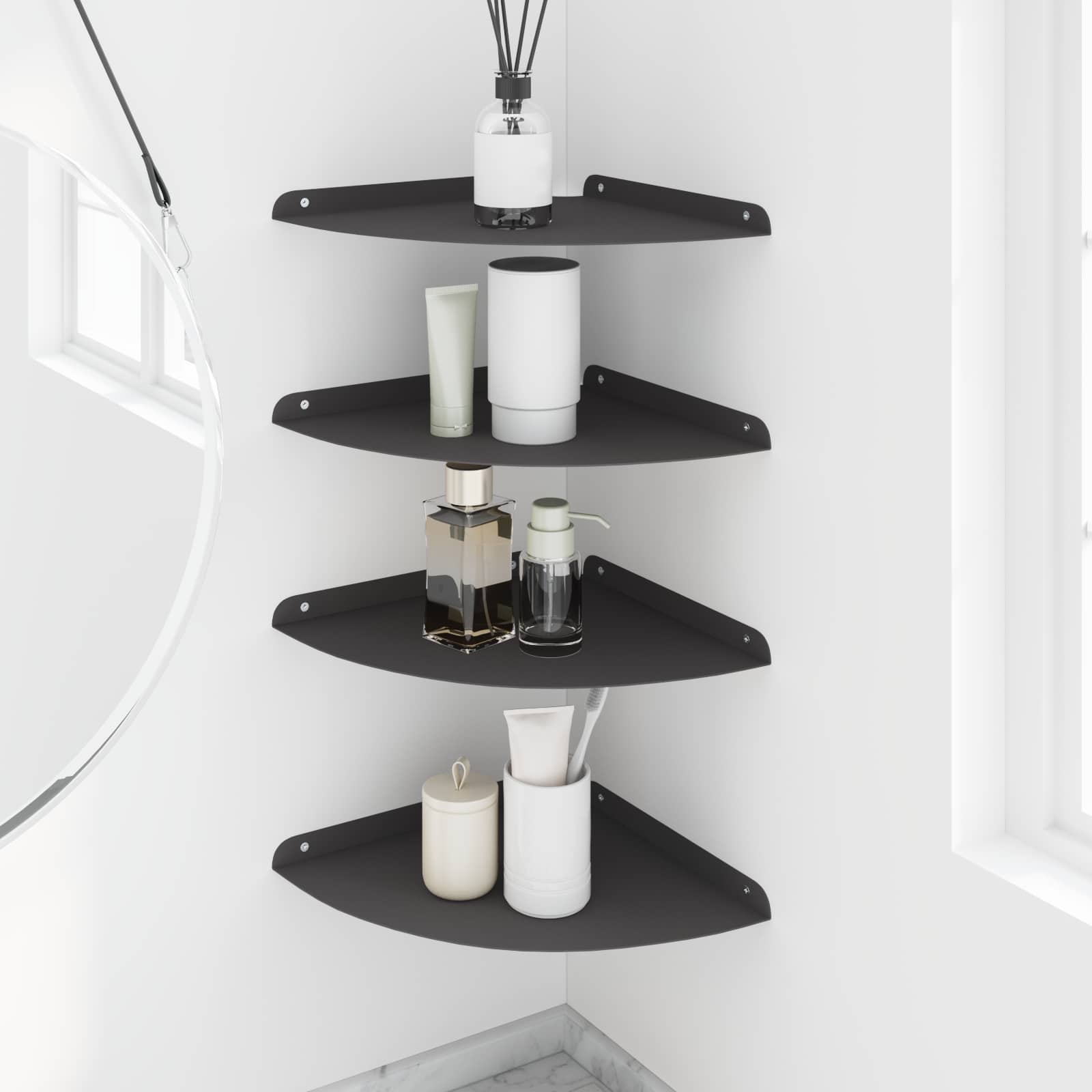 Mensola sospesa con lo scaffale 4 pcs Nero 30 x 30 x 2 cm | homemem39