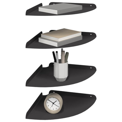 Mensola sospesa con lo scaffale 4 pcs Nero 30 x 30 x 2 cm | homemem39
