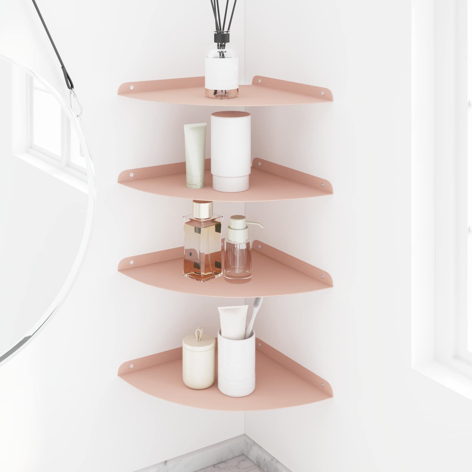 Mensola sospesa con lo scaffale 4 pcs Rosa 30 x 30 x 2 cm | homemem39