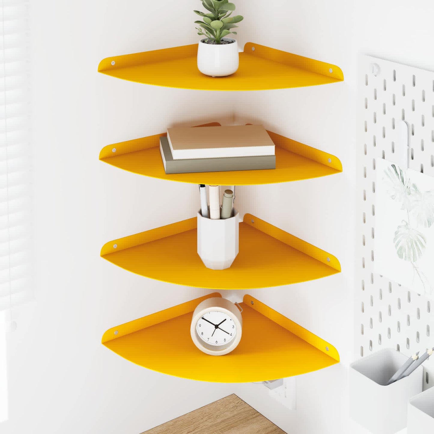 Mensola sospesa 4 pcs Giallo senape 30 x 30 x 2 cm | homemem39
