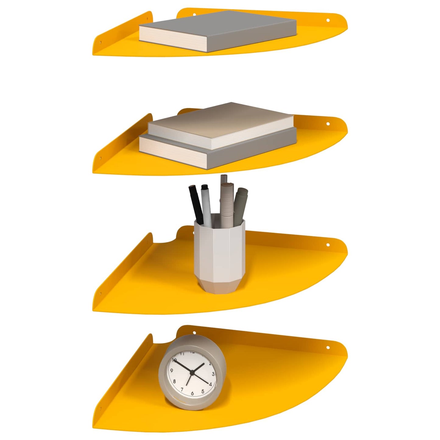 Mensola sospesa 4 pcs Giallo senape 30 x 30 x 2 cm | homemem39