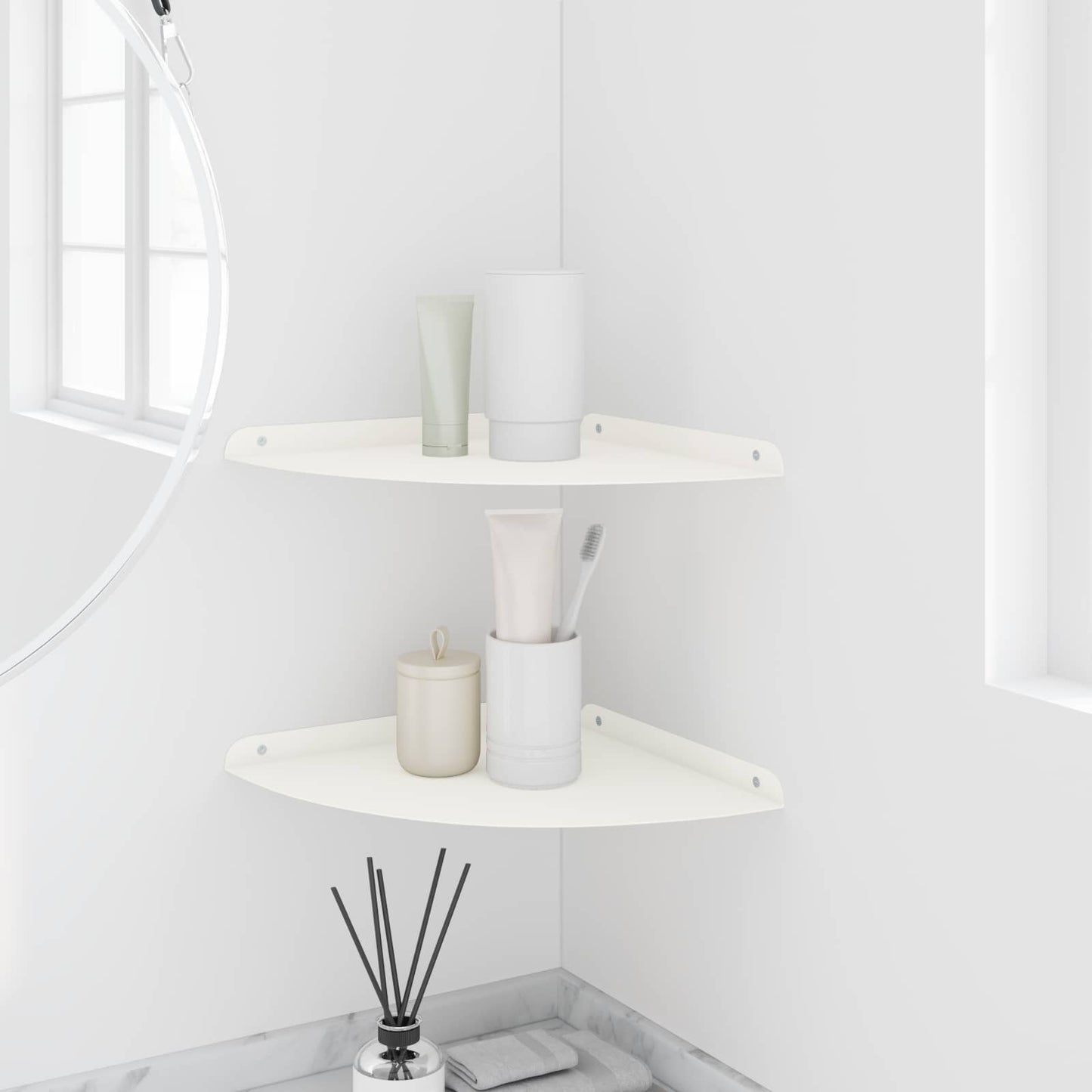 Mensola sospesa con lo scaffale 2 pcs Bianco 30 x 30 x 2 cm