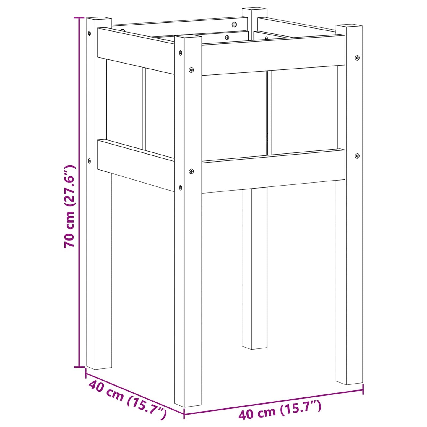 Vaso da giardino Natura 40 x 40 x 70 cm Pino massello