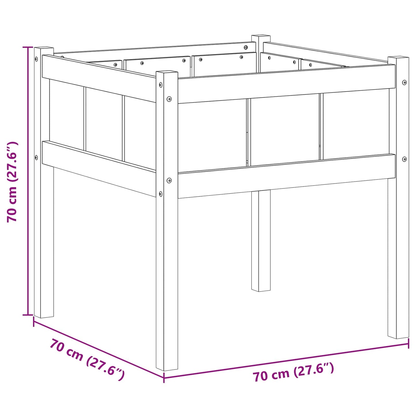 Vaso da giardino Natura 70 x 70 x 70 cm Pino massello