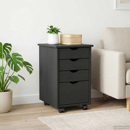 Mobile con Ruote Grigio 34 x 39 x 56 cm Legno di pino massiccio | homemem39