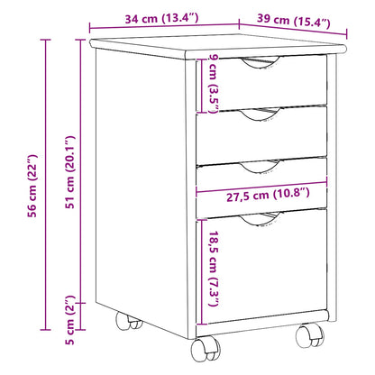 Mobile con Ruote Grigio 34 x 39 x 56 cm Legno di pino massiccio | homemem39