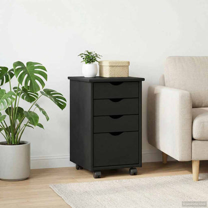 Mobile con Ruote Nero 34 x 39 x 56 cm Legno di pino massiccio | homemem39