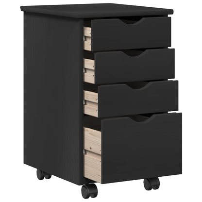 Mobile con Ruote Nero 34 x 39 x 56 cm Legno di pino massiccio | homemem39