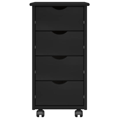 Mobile con Ruote Nero 34 x 39 x 65,5 cm Legno di Pino Massello | homemem39
