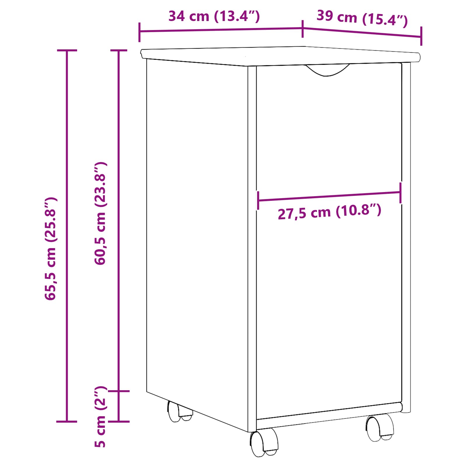 Mobile con Ruote con ruota Marrone miele 34 x 39 x 65,5 cm | homemem39