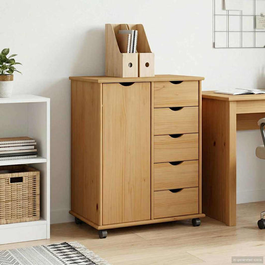 Mobile con Ruote con ruota Marrone miele 63,5 x 39 x 79 cm | homemem39