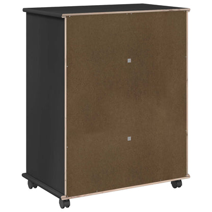 Mobile con Ruote Nero 63,5 x 39 x 79 cm Legno di Pino Massello | homemem39