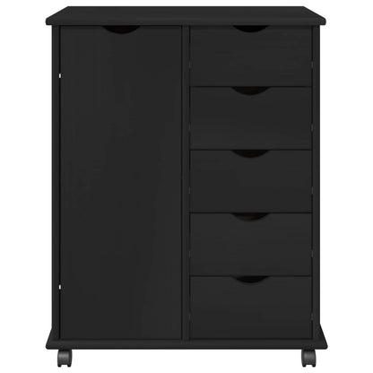 Mobile con Ruote Nero 63,5 x 39 x 79 cm Legno di Pino Massello | homemem39
