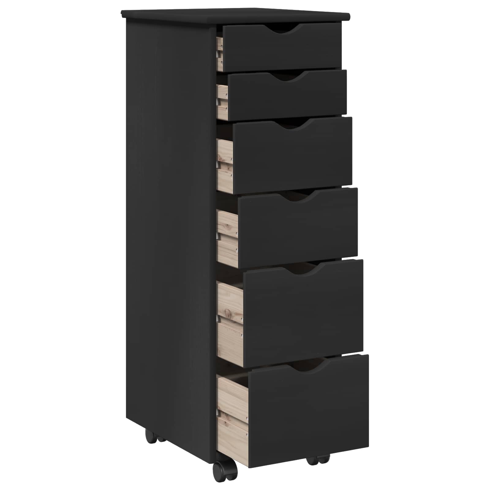 Mobile con Ruote Nero 34 x 39 x 93,5 cm Legno di Pino Massello | homemem39