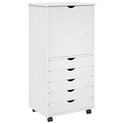 Mobile con Ruote Bianco 53 x 39 x 103 cm Legno di Pino Massello