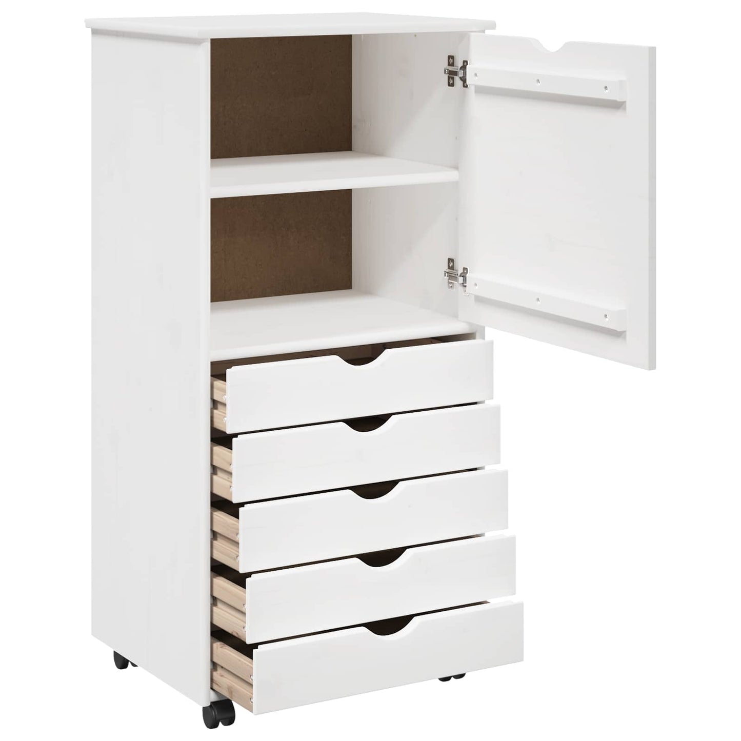 Mobile con Ruote Bianco 53 x 39 x 103 cm Legno di Pino Massello | homemem39