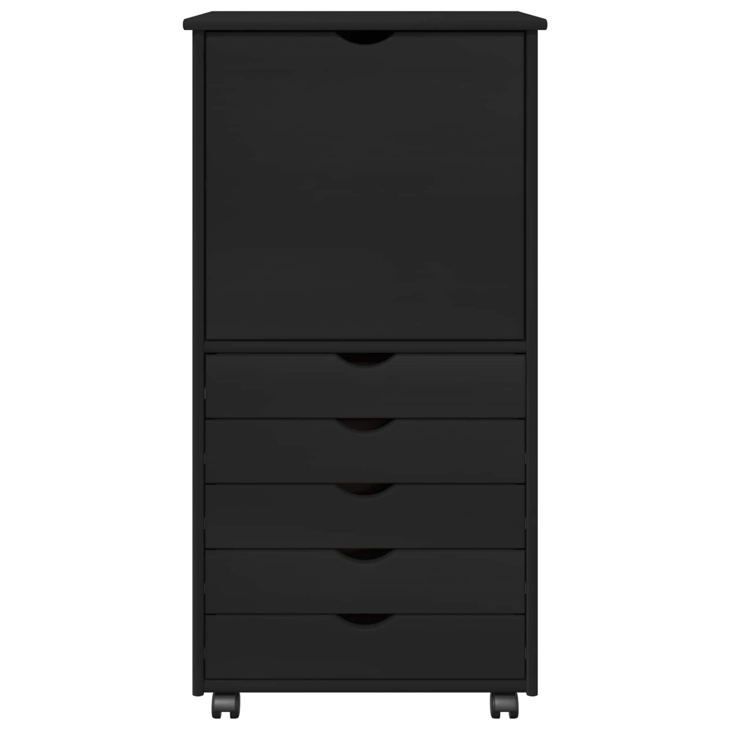 Mobile con Ruote Nero 53 x 39 x 103 cm Legno di Pino Massello | homemem39