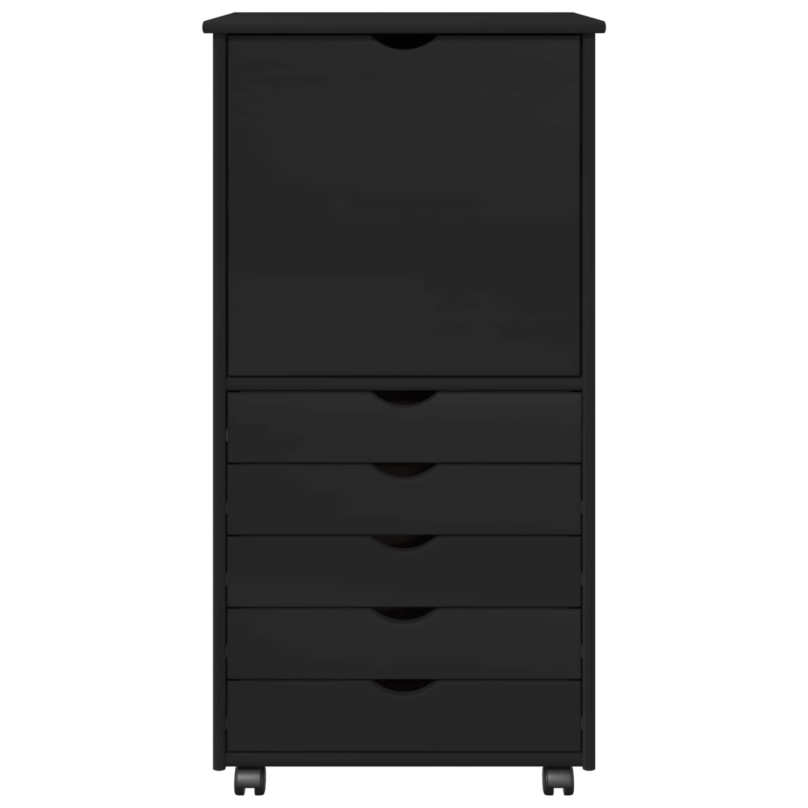 Mobile con Ruote Nero 53 x 39 x 103 cm Legno di Pino Massello | homemem39