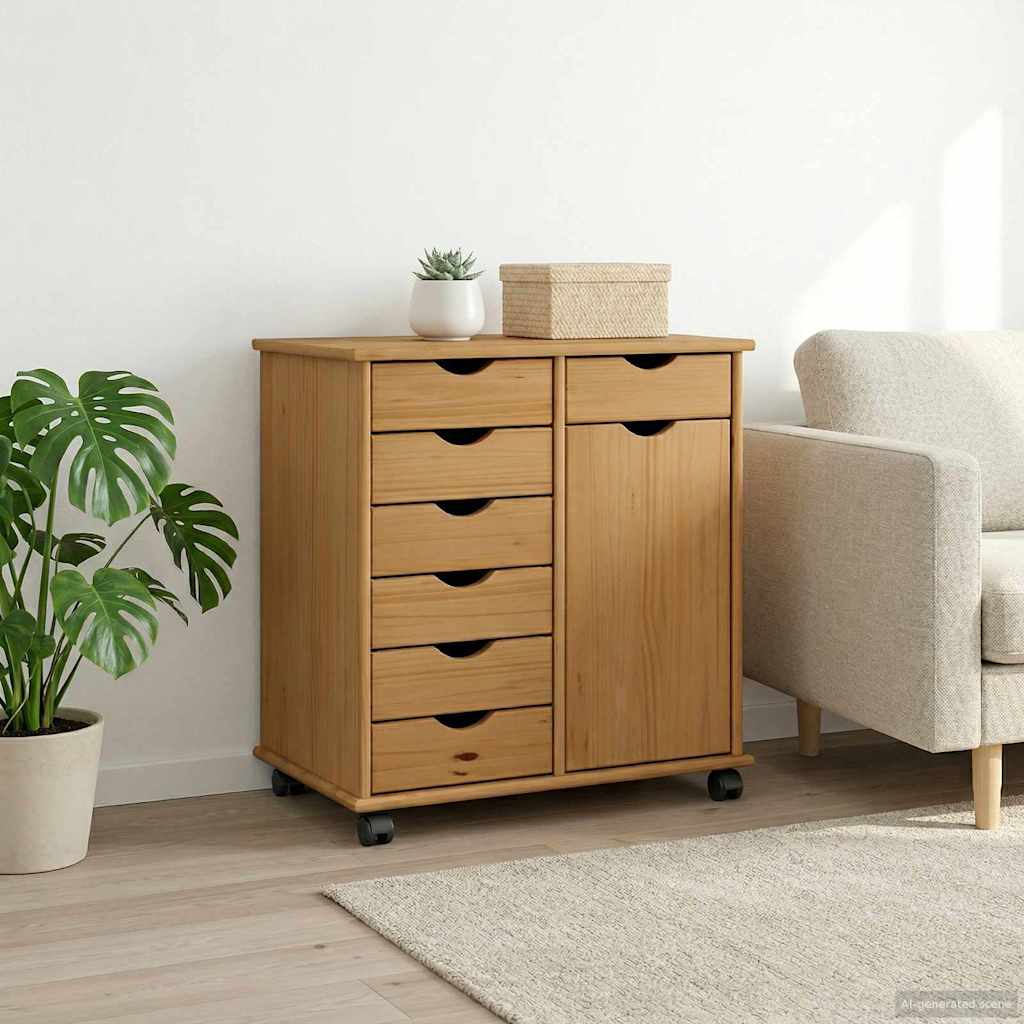 Mobile con Ruote con ruota Marrone miele 63,5 x 39 x 65,5 cm | homemem39