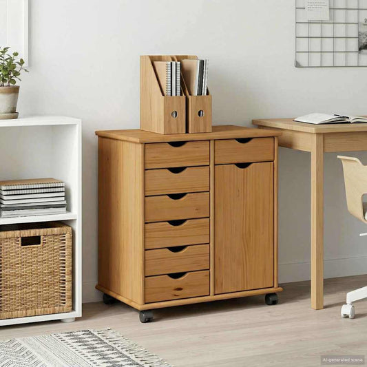 Mobile con Ruote con ruota Marrone miele 63,5 x 39 x 65,5 cm | homemem39