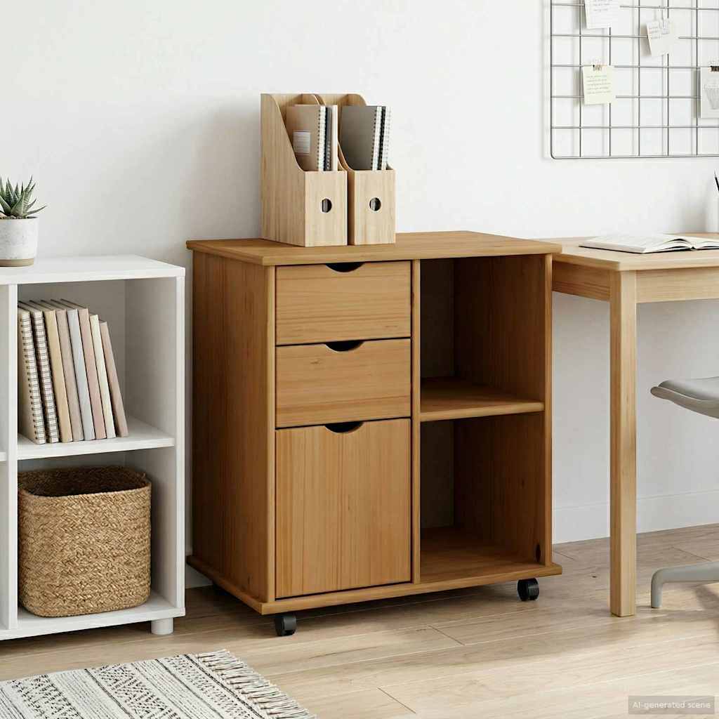 Mobile con Ruote con ruota Marrone miele 63,5 x 39 x 65,5 cm | homemem39