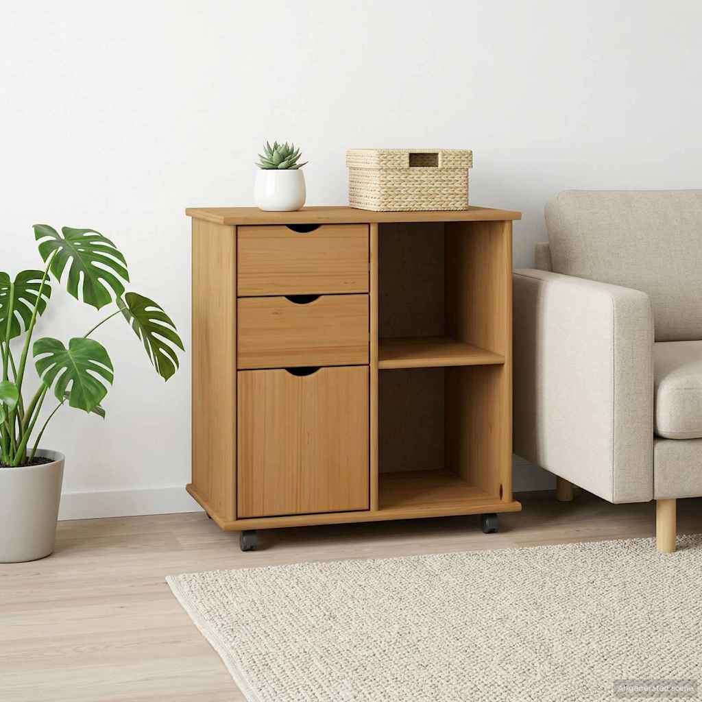 Mobile con Ruote con ruota Marrone miele 63,5 x 39 x 65,5 cm | homemem39