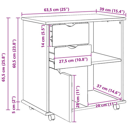 Mobile con Ruote con ruota Nero 63,5 x 39 x 65,5 cm | homemem39