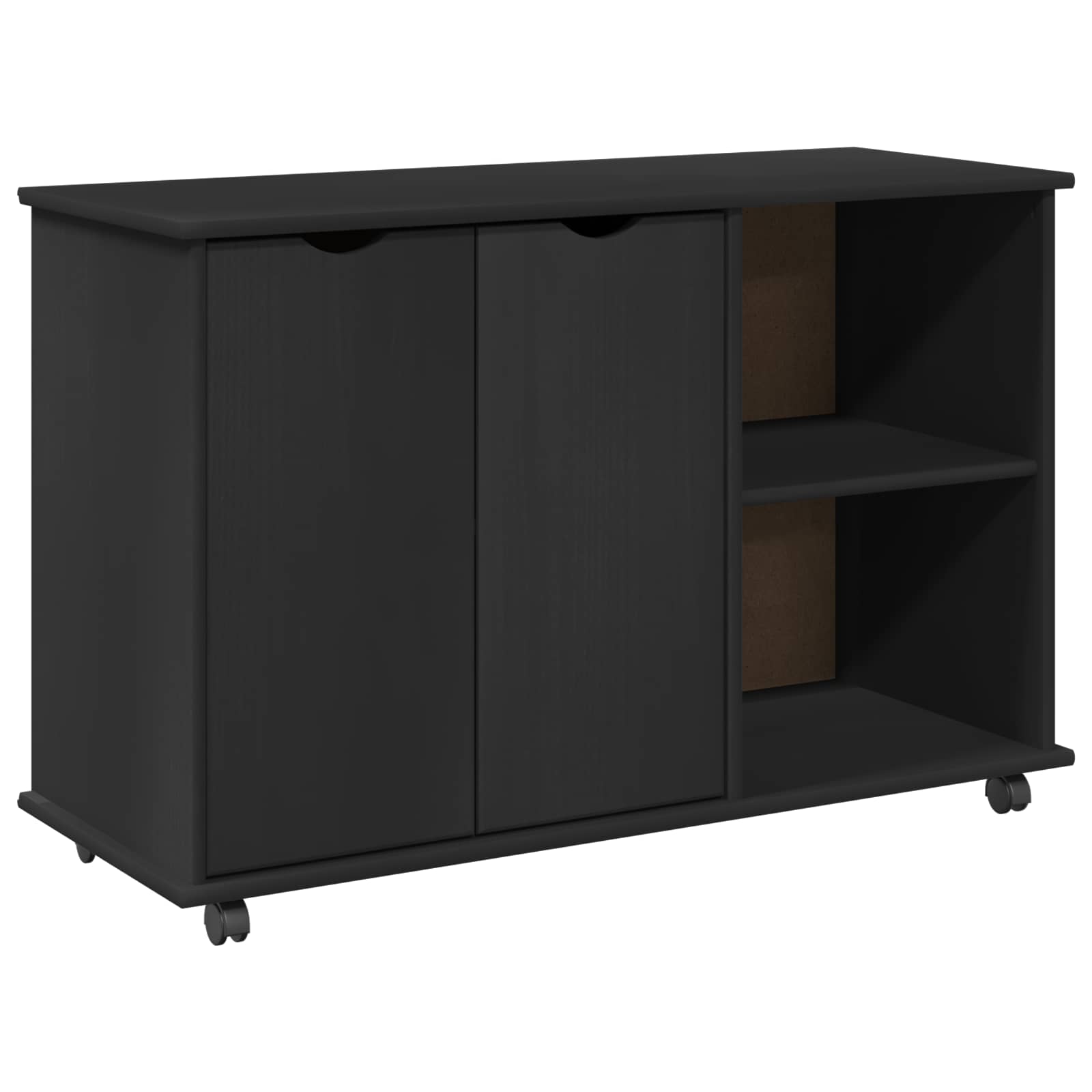 Mobile con Ruote Nero 100 x 39 x 65,5 cm Legno di Pino Massello | homemem39