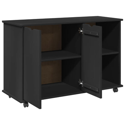 Mobile con Ruote Nero 100 x 39 x 65,5 cm Legno di Pino Massello | homemem39