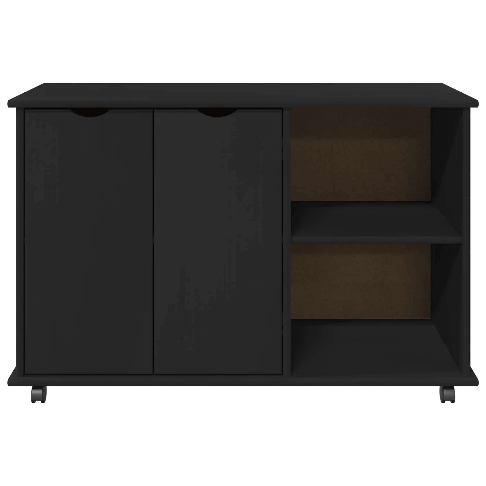 Mobile con Ruote Nero 100 x 39 x 65,5 cm Legno di Pino Massello | homemem39