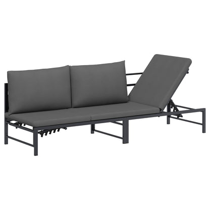 Lettino Sole per 3 Persone Nero 200 x 62 x 59,5 cm Textilene | homemem39