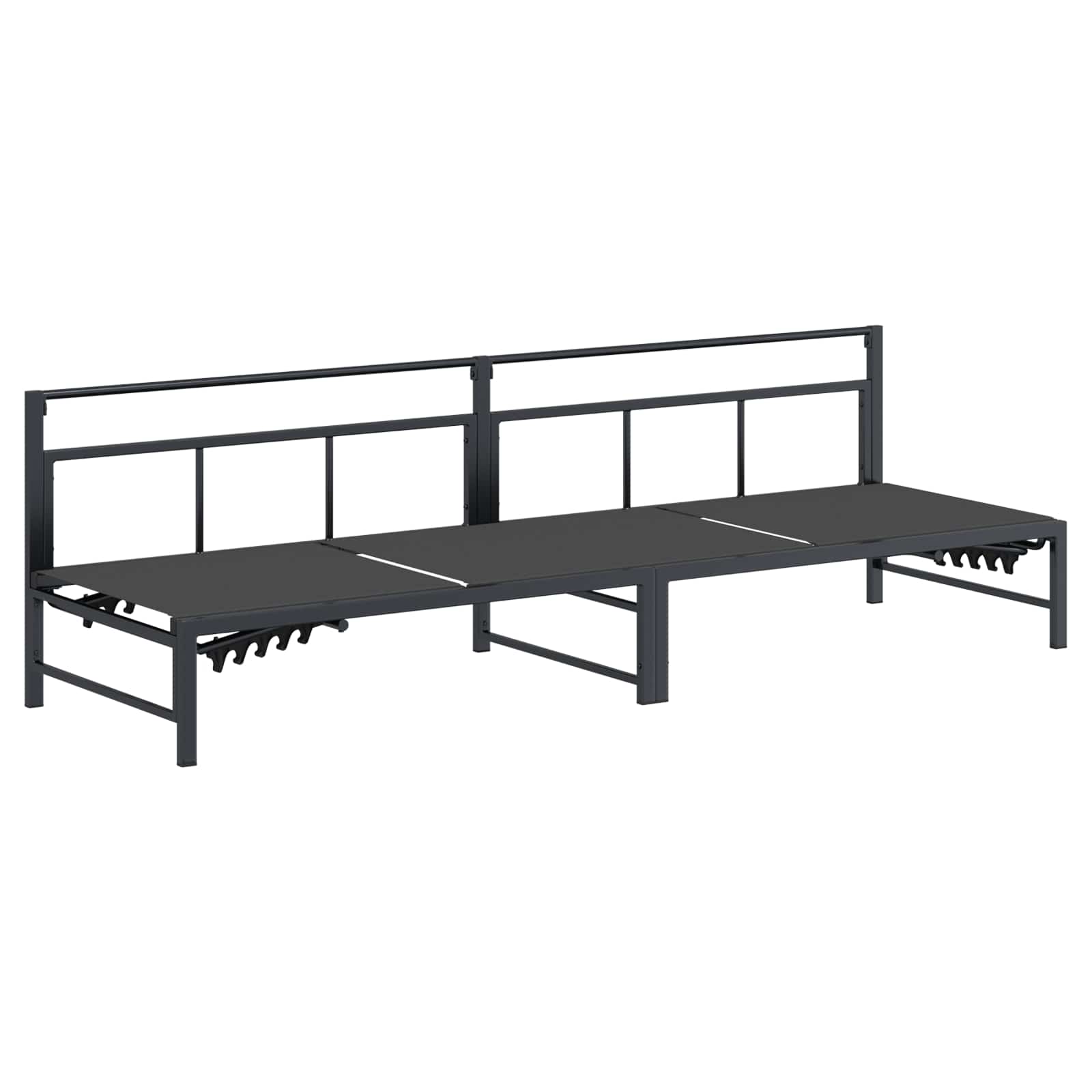 Lettino Sole per 3 Persone Nero 200 x 62 x 59,5 cm Textilene | homemem39