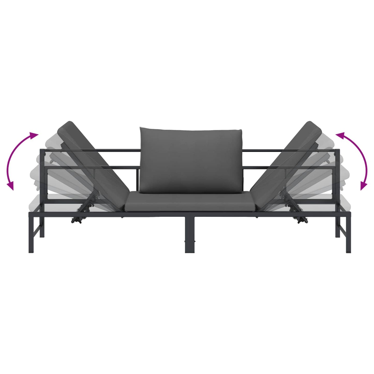 Lettino Sole per 3 Persone Nero 200 x 62 x 59,5 cm Textilene | homemem39