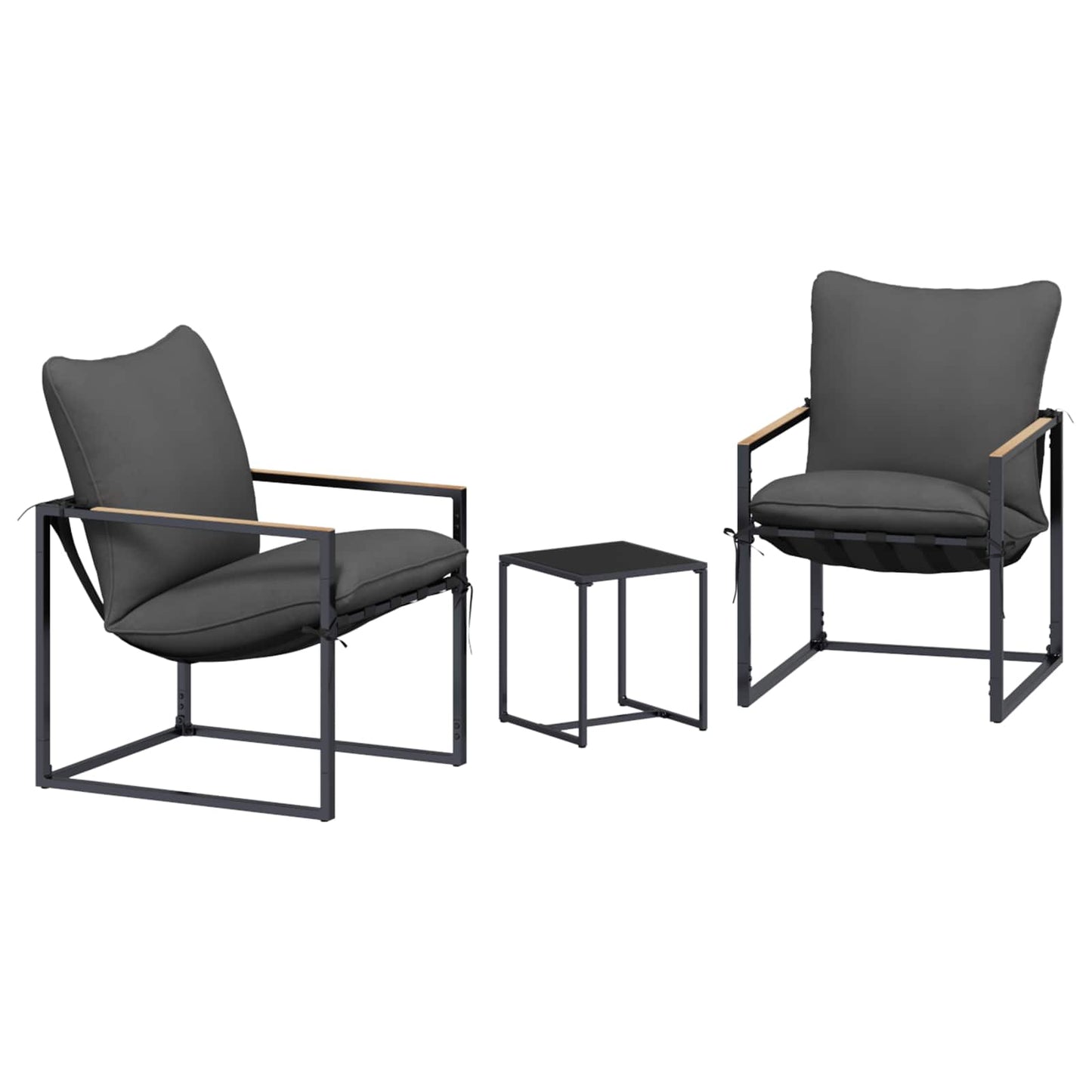 Set Divano da Giardino 3 pcs Nero e antracite Acciaio | homemem39