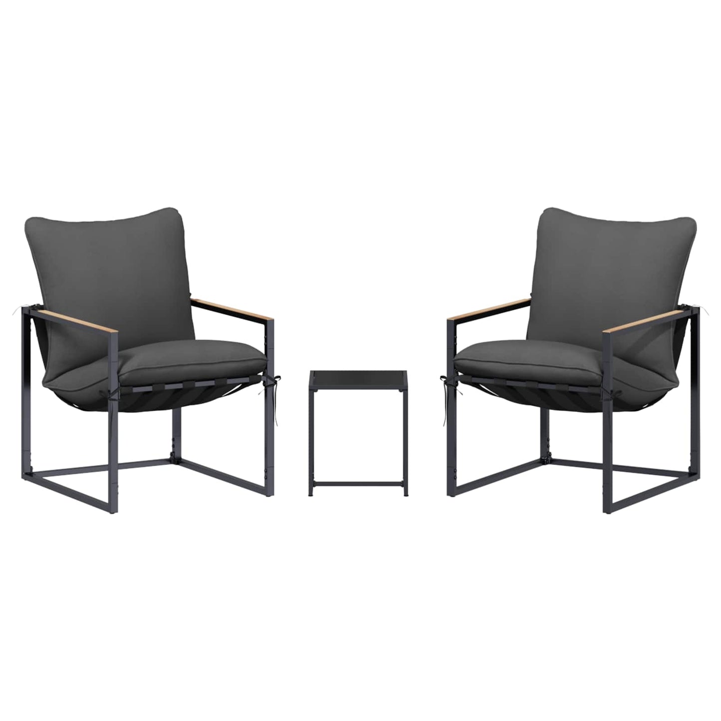 Set Divano da Giardino 3 pcs Nero e antracite Acciaio | homemem39
